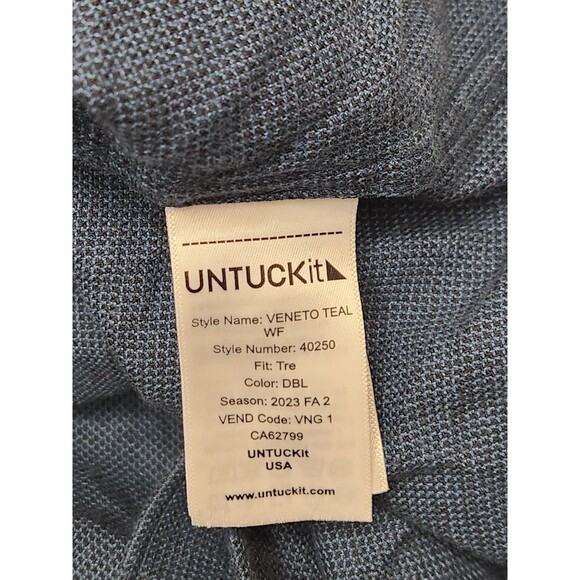 UNTUCKit Shirt Men's 2XLT Navy Blue Long Sleeve Button Up Wrinkle Free Cotton - Picture 5 of 6